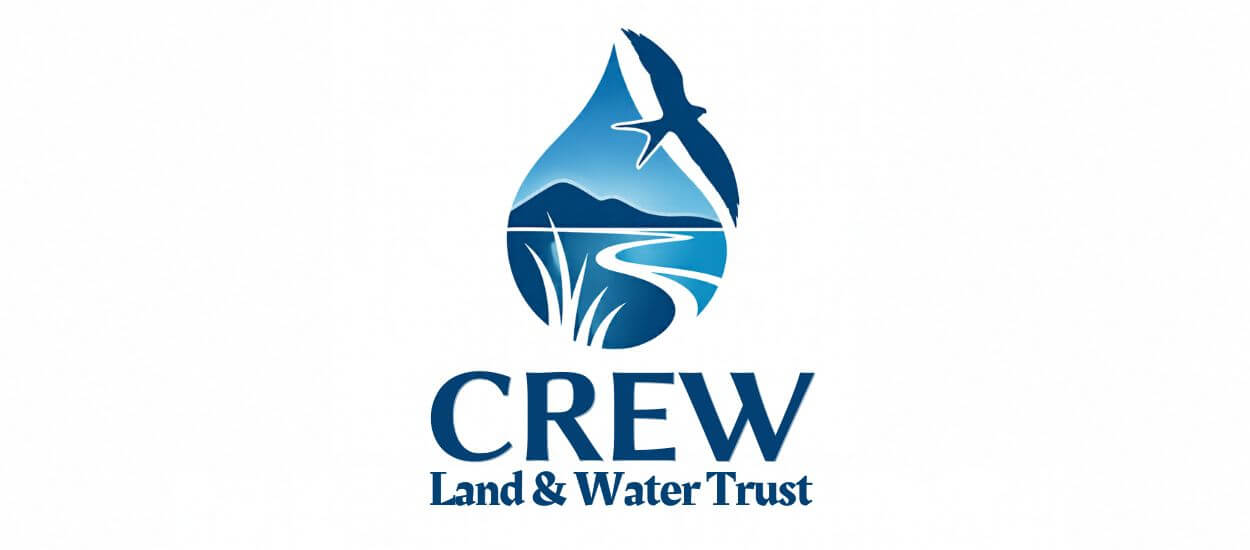 CREW Land & Water Trust logo with a blue water-and-land emblem.